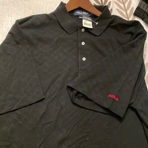 Ralph Lauren Golf Polo Shirt Black with red Polo logo on the sleeve.  Tag on.